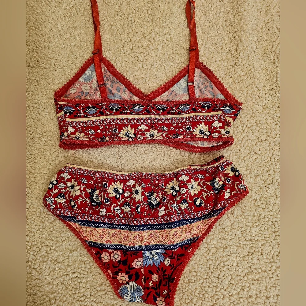 Spell & The Gypsy Collective Poinciana Red Floral Bloomers & Bralette Set NWT